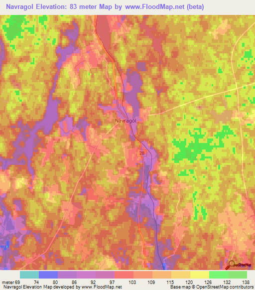 Navragol,Sweden Elevation Map