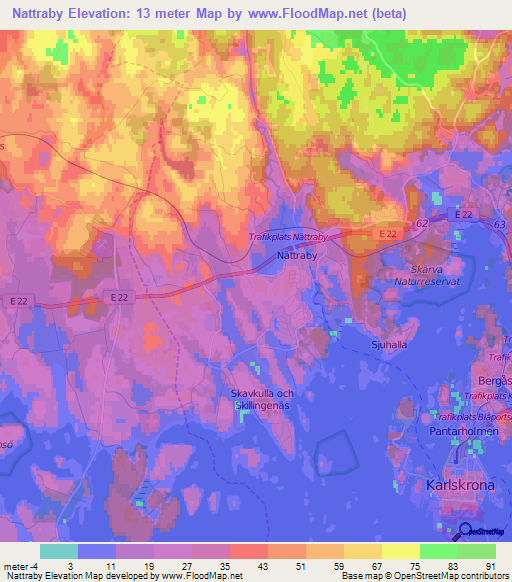 Nattraby,Sweden Elevation Map