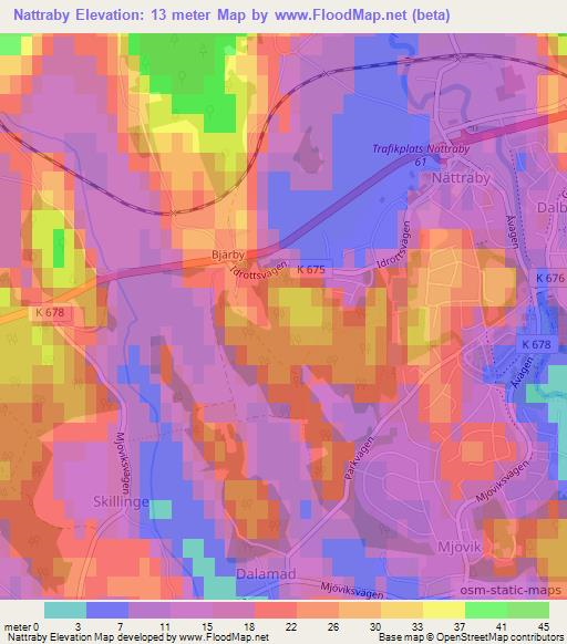 Nattraby,Sweden Elevation Map