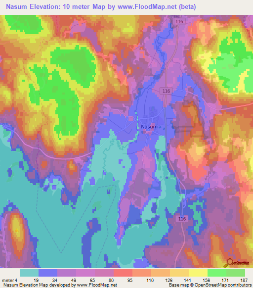 Nasum,Sweden Elevation Map