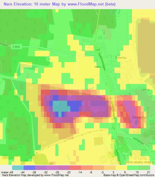 Nars,Sweden Elevation Map