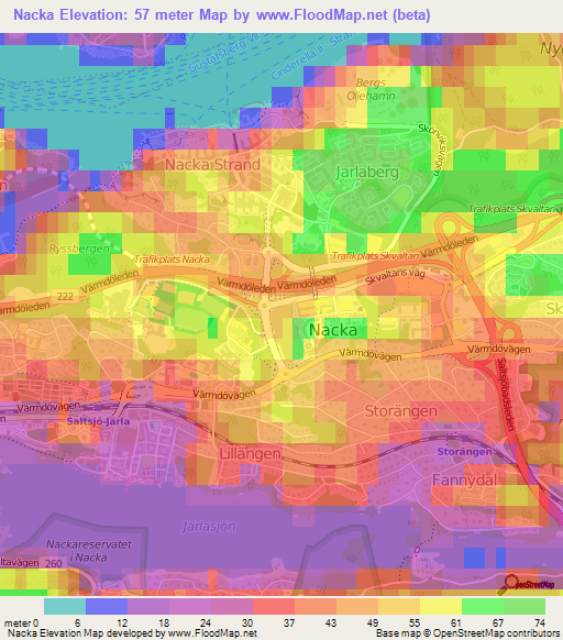 Nacka,Sweden Elevation Map