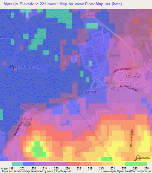 Myresjo,Sweden Elevation Map