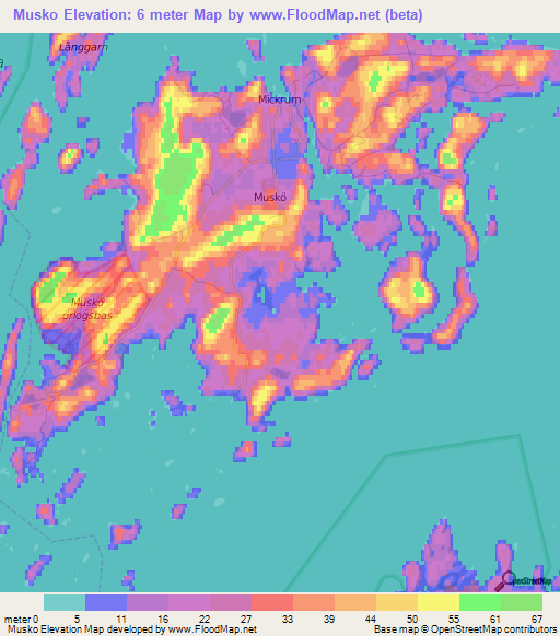 Musko,Sweden Elevation Map