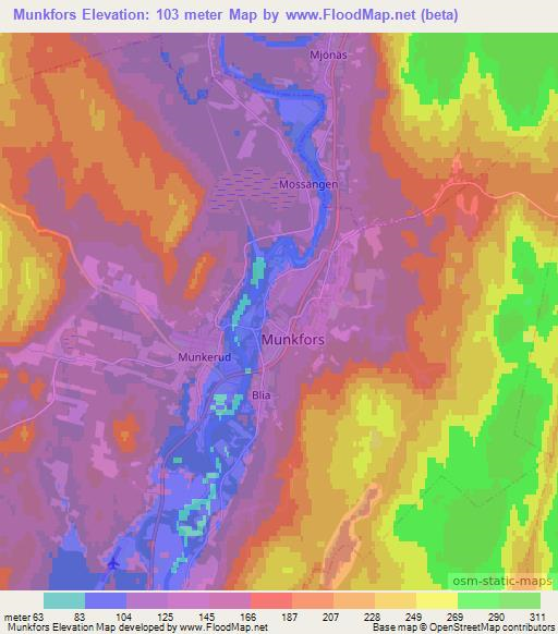 Munkfors,Sweden Elevation Map