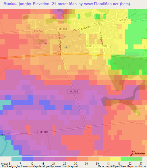 Munka-Ljungby,Sweden Elevation Map