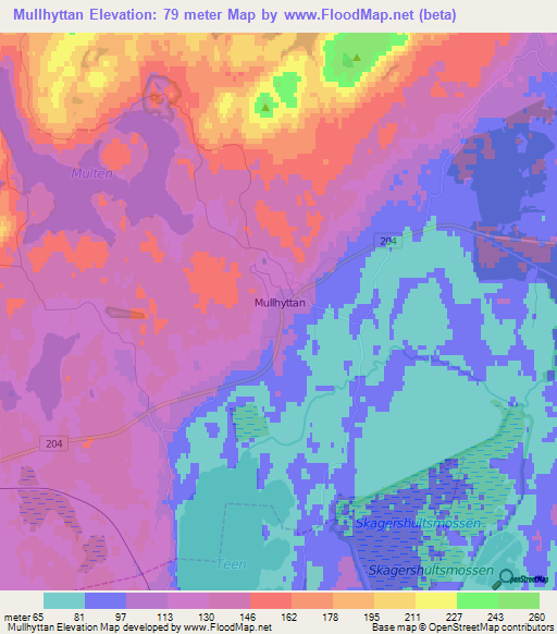 Mullhyttan,Sweden Elevation Map