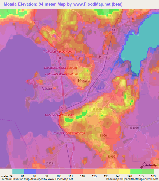 Motala,Sweden Elevation Map