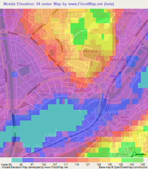 Motala,Sweden Elevation Map