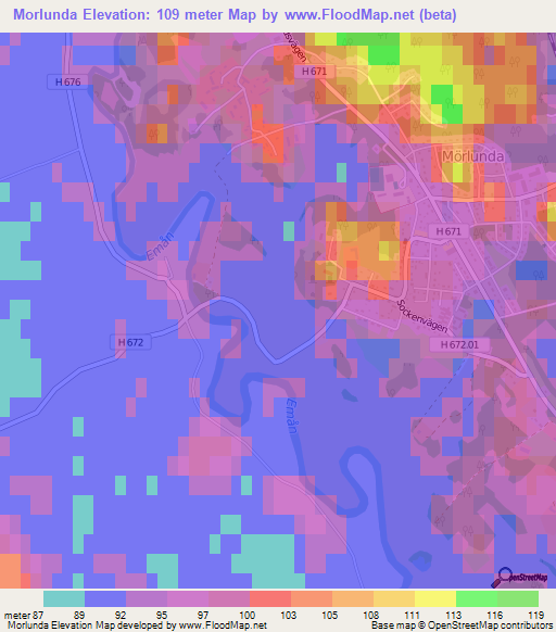 Morlunda,Sweden Elevation Map