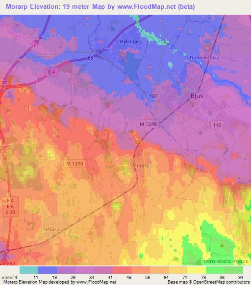 Morarp,Sweden Elevation Map
