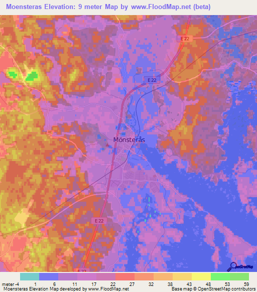 Moensteras,Sweden Elevation Map