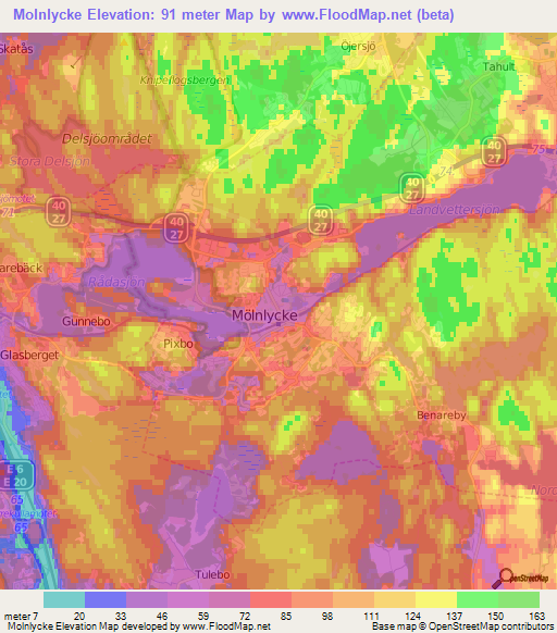 Molnlycke,Sweden Elevation Map