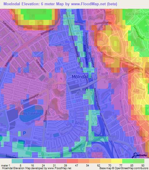 Moelndal,Sweden Elevation Map