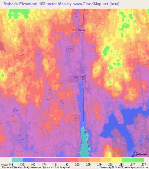 Moheda,Sweden Elevation Map