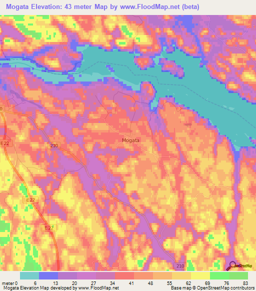 Mogata,Sweden Elevation Map