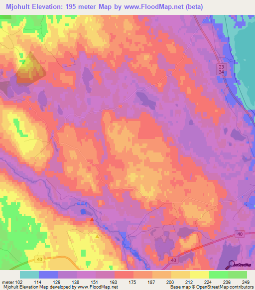 Mjohult,Sweden Elevation Map