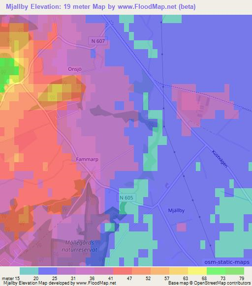 Mjallby,Sweden Elevation Map