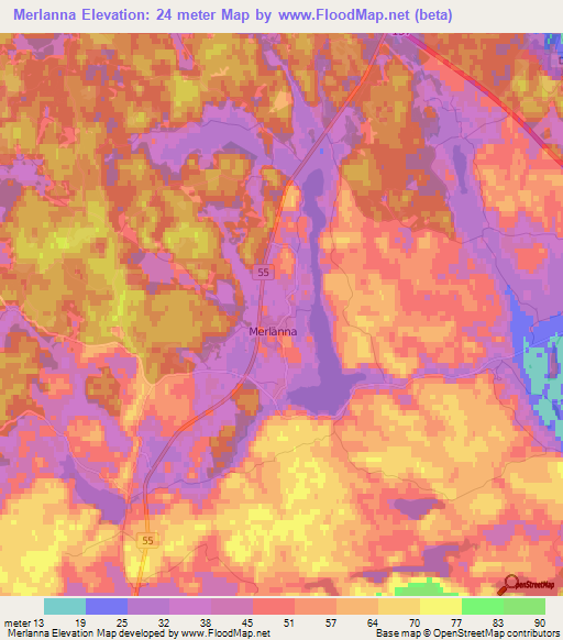 Merlanna,Sweden Elevation Map