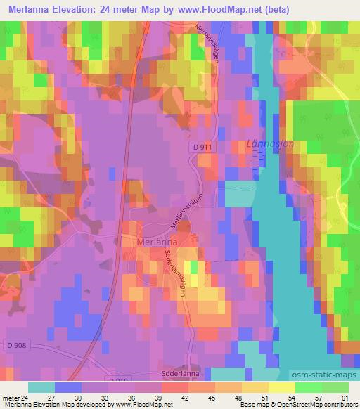 Merlanna,Sweden Elevation Map