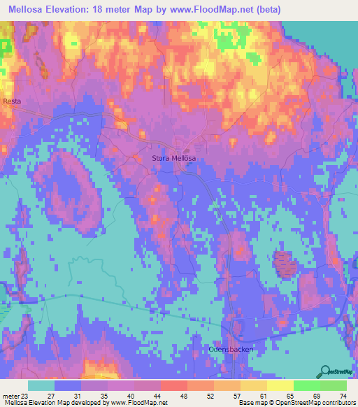 Mellosa,Sweden Elevation Map