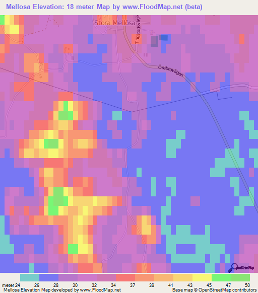 Mellosa,Sweden Elevation Map