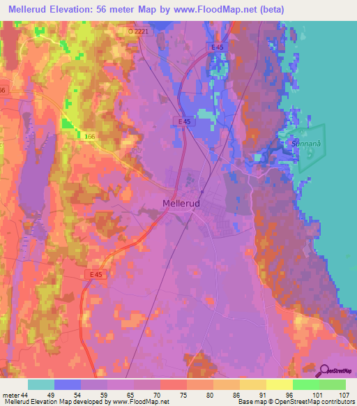 Mellerud,Sweden Elevation Map