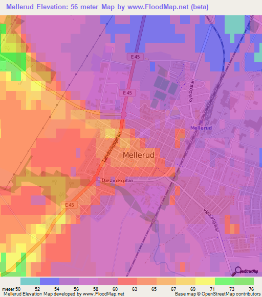 Mellerud,Sweden Elevation Map