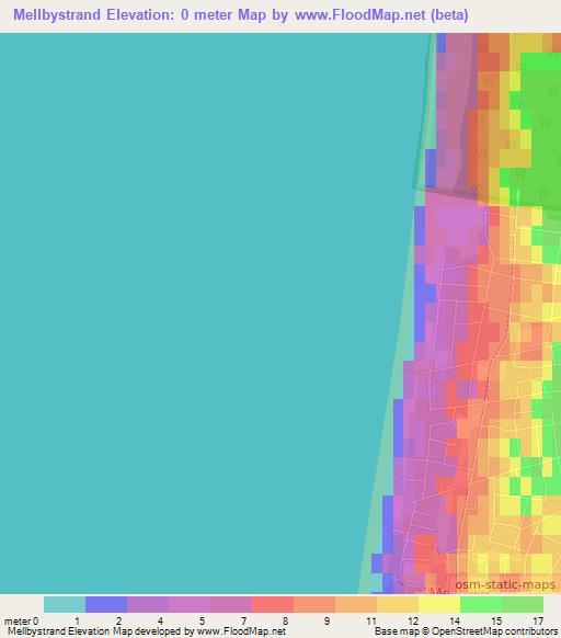 Mellbystrand,Sweden Elevation Map