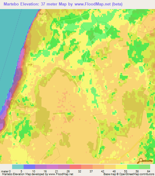 Martebo,Sweden Elevation Map