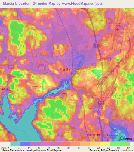 Marsta,Sweden Elevation Map