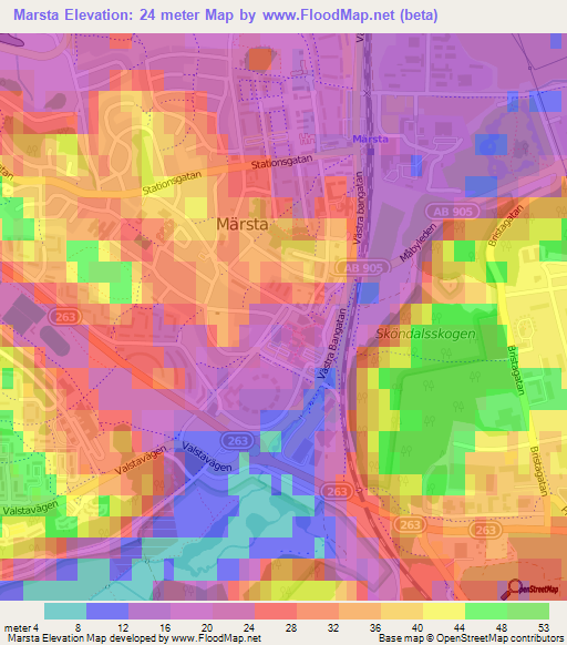 Marsta,Sweden Elevation Map