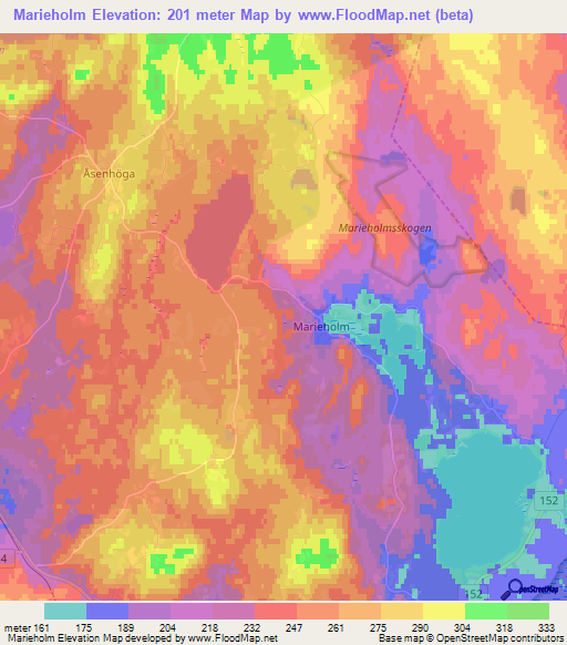 Marieholm,Sweden Elevation Map