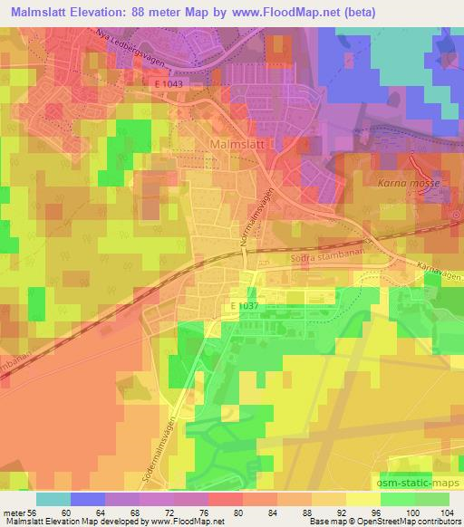 Malmslatt,Sweden Elevation Map