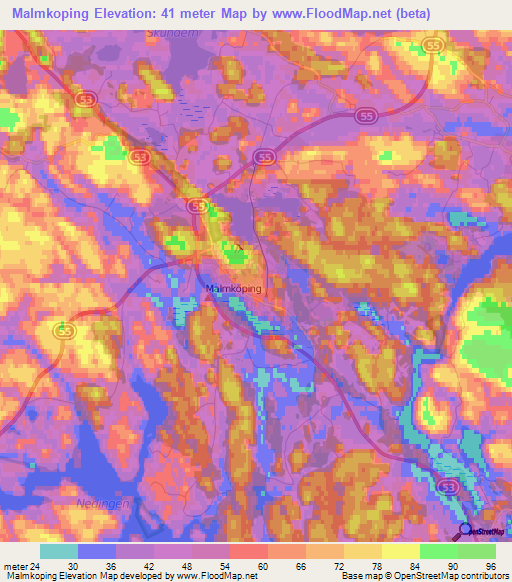 Malmkoping,Sweden Elevation Map