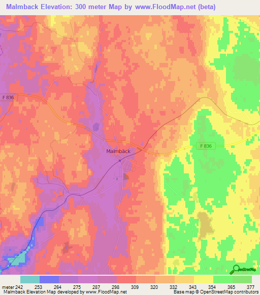 Malmback,Sweden Elevation Map