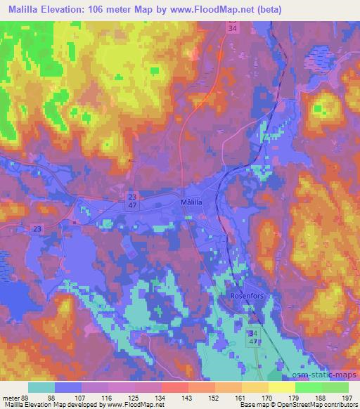 Malilla,Sweden Elevation Map