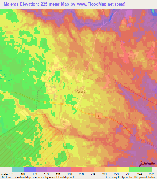 Maleras,Sweden Elevation Map