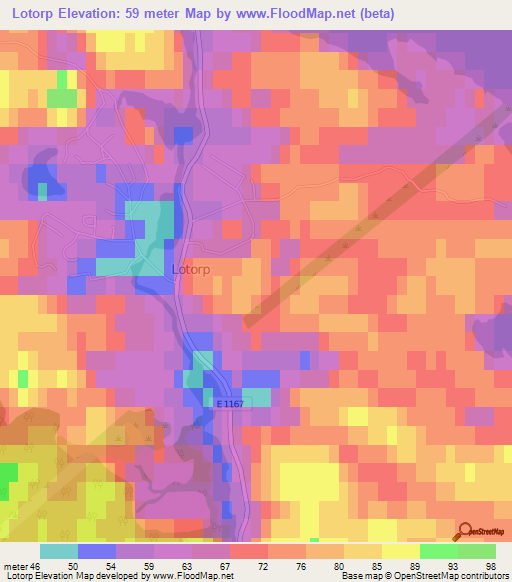 Lotorp,Sweden Elevation Map