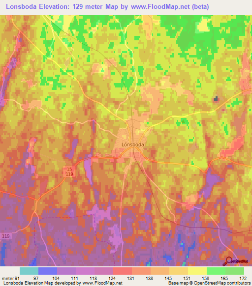 Lonsboda,Sweden Elevation Map