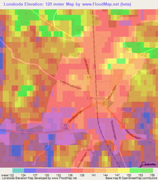 Lonsboda,Sweden Elevation Map