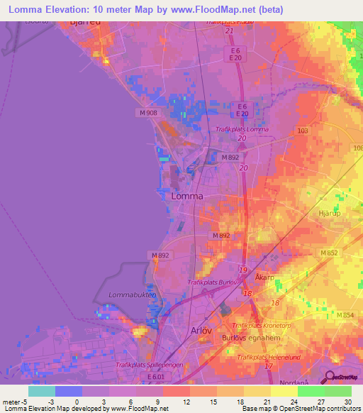 Lomma,Sweden Elevation Map