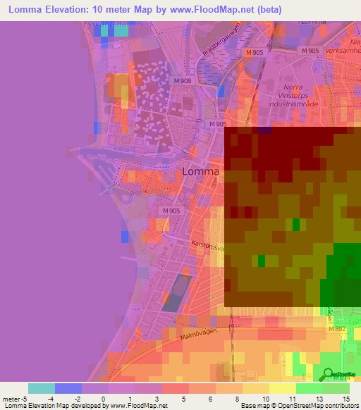 Lomma,Sweden Elevation Map