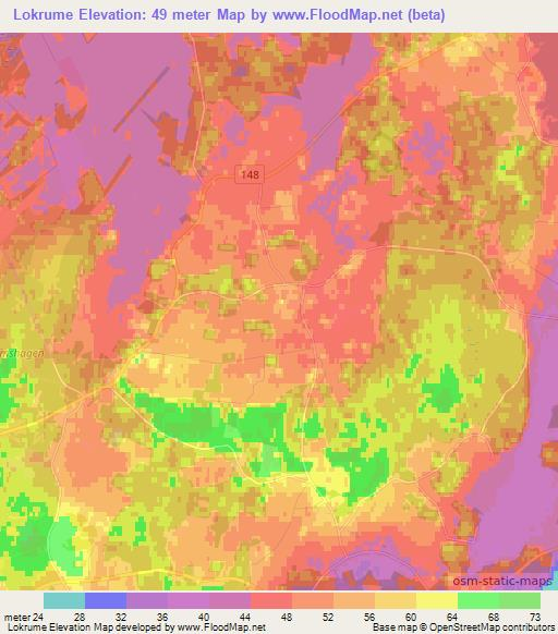 Lokrume,Sweden Elevation Map