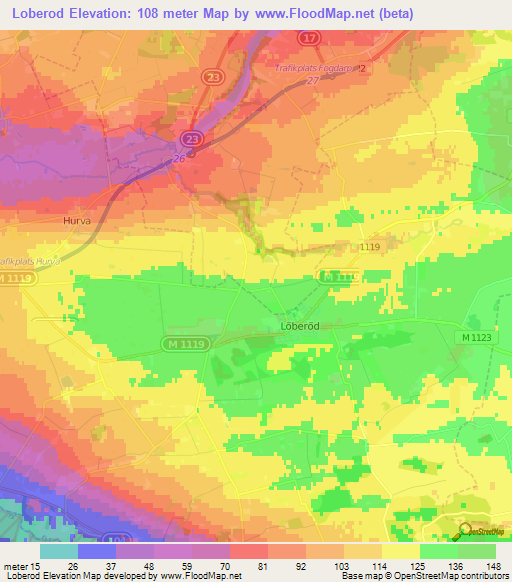 Loberod,Sweden Elevation Map