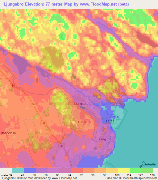 Ljungsbro,Sweden Elevation Map