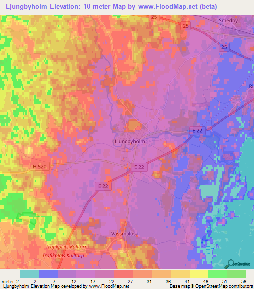 Ljungbyholm,Sweden Elevation Map