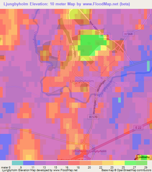 Ljungbyholm,Sweden Elevation Map