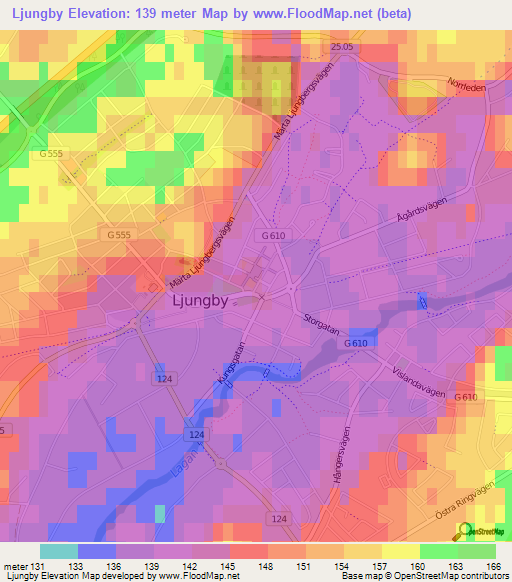 Ljungby,Sweden Elevation Map