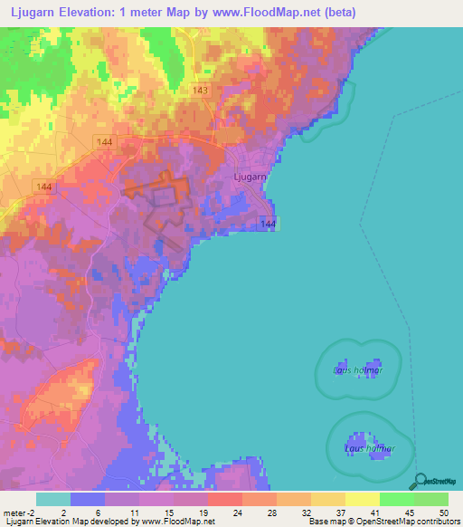 Ljugarn,Sweden Elevation Map